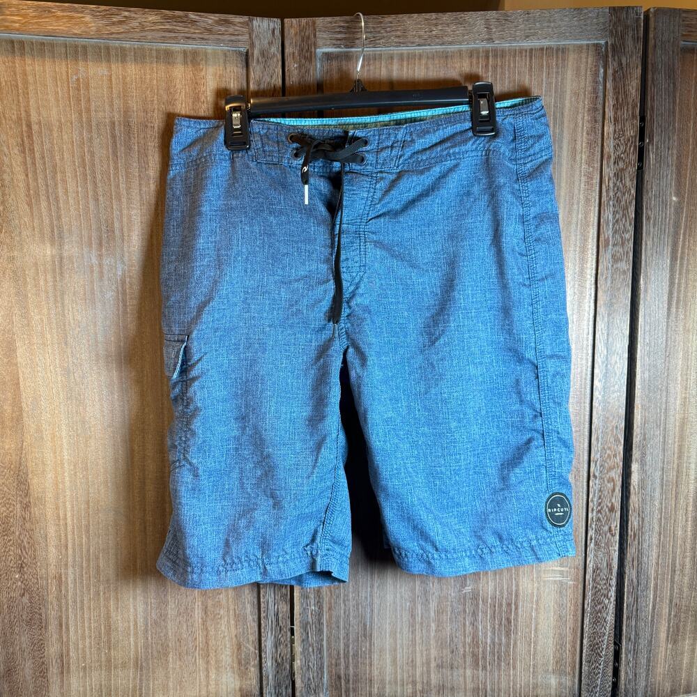 Rip Curl Shorts Mens size 34 Blue Heather Surf Swim Cargo Pocket Drawstring